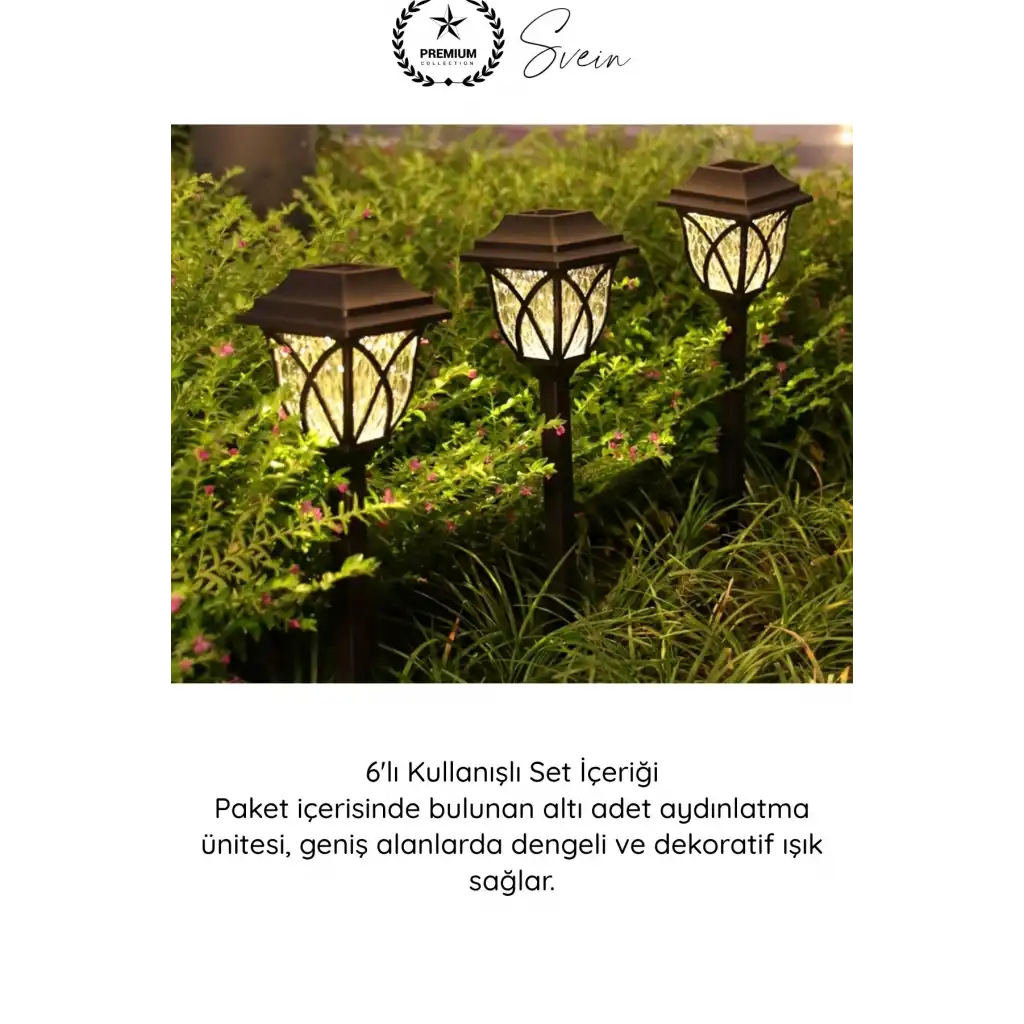 #BahçeAydınlatma Solar Bahçe Aydınlatması Güneş Enerjili LED 6lı Set Su Geçirmez Dekoratif Gün Işığı Otomatik Sensörlü Kazıklı Dış Mekan Yol Çim Teras Balkon Peyzaj Lambası IP65