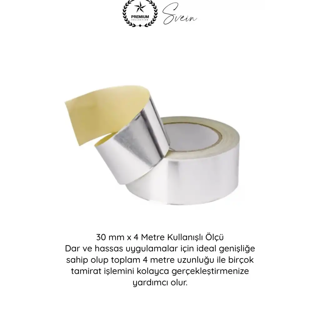 #AlüminyumBant Alüminyum Bant 30 mm x 4 Metre Isıya Dayanıklı Güçlü Yapışkanlı Folyo Tamir Bandı Klima Baca Havalandırma Fırın Boru İzolasyon Onarım Sızdırmazlık Metal Yüzey Tamirat Bandı