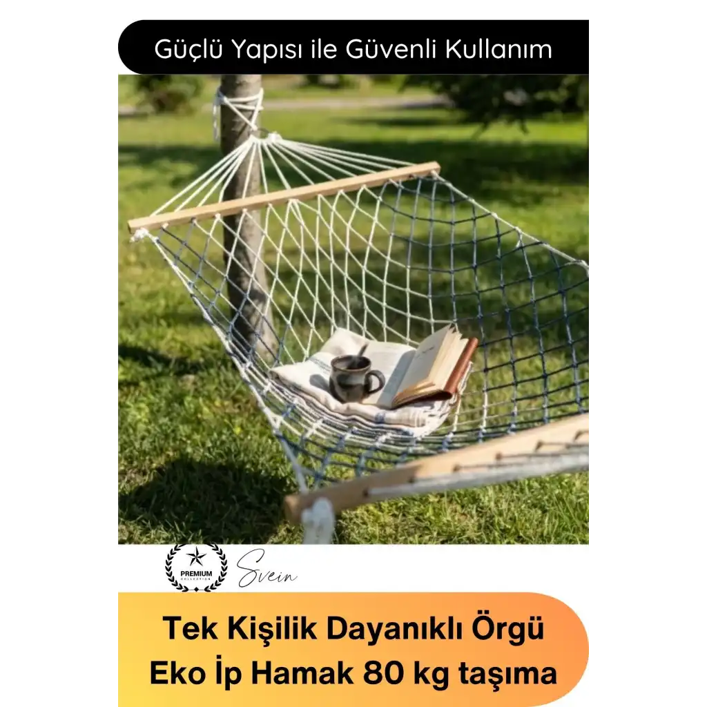 #Hamak Tek Kişilik Bahçe Balkon Kamp Piknik Hamak Ahşap Çıtalı Dayanıklı Örgü Eko İp Taşınabilir Konforlu Salıncak Dinlenme Yatağı Portatif Asma Yatak Outdoor Seyahat Teras Veranda Keyif Ağı