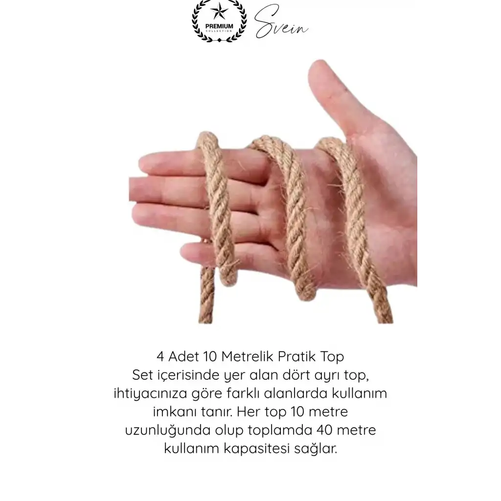 #Halat Çok Amaçlı Kalın İp Jüt İpi Hamak Çamaşır Salıncak Atlama Çadır Tarla Kamyon Dayanıklı Esnek Halat 40 Metre 4 Adet 10 Metre Top Bahçe Kamp Balkon Bağlama Sabitleme Taşıma Güçlü Örgü Kordon