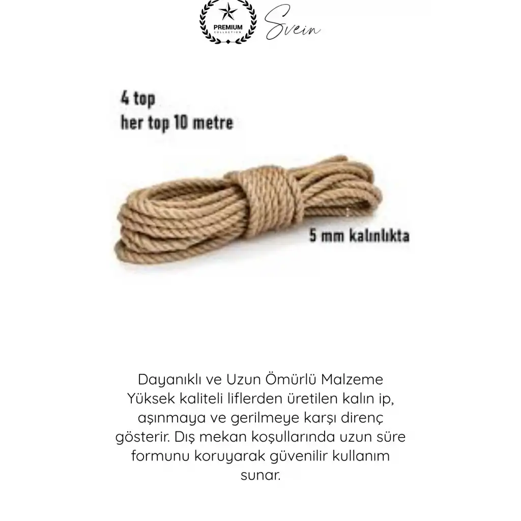 #Halat Çok Amaçlı Kalın İp Jüt İpi Hamak Çamaşır Salıncak Atlama Çadır Tarla Kamyon Dayanıklı Esnek Halat 40 Metre 4 Adet 10 Metre Top Bahçe Kamp Balkon Bağlama Sabitleme Taşıma Güçlü Örgü Kordon