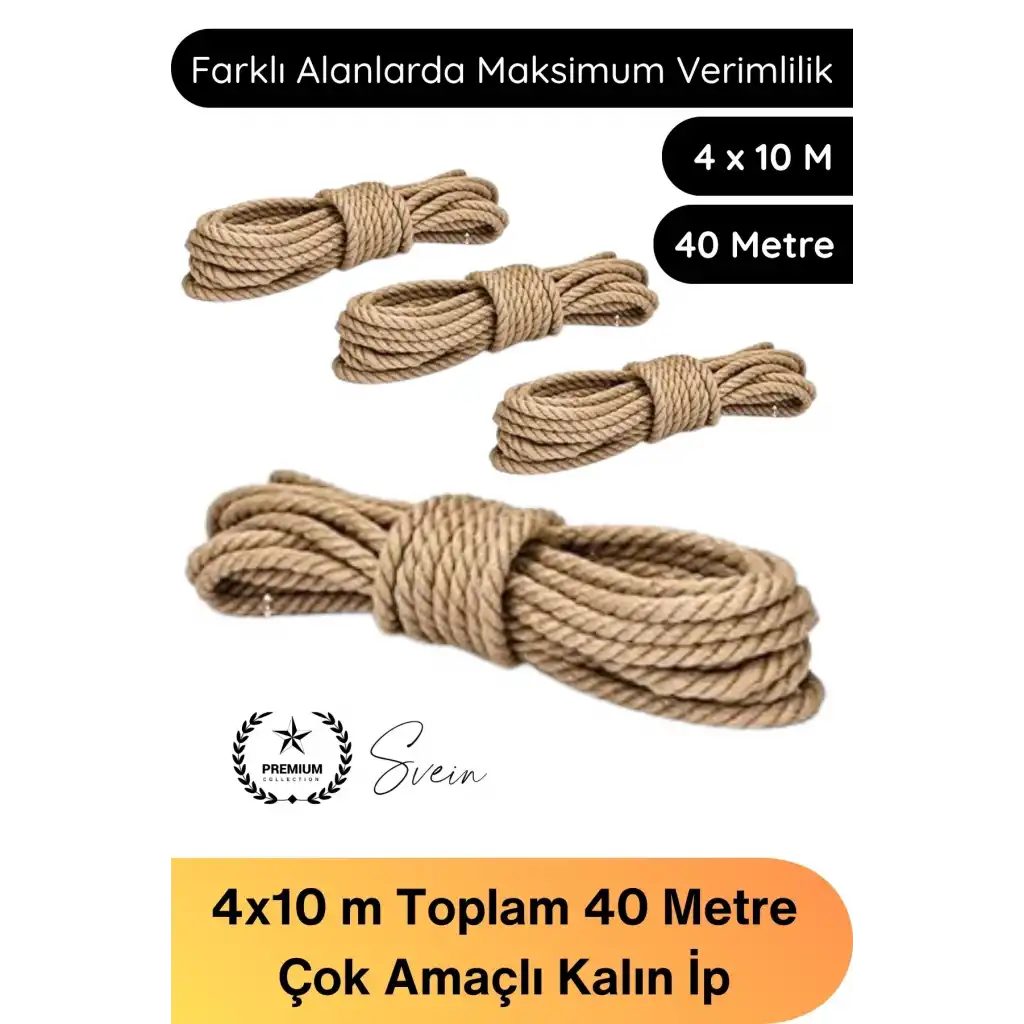 #Halat Çok Amaçlı Kalın İp Jüt İpi Hamak Çamaşır Salıncak Atlama Çadır Tarla Kamyon Dayanıklı Esnek Halat 40 Metre 4 Adet 10 Metre Top Bahçe Kamp Balkon Bağlama Sabitleme Taşıma Güçlü Örgü Kordon