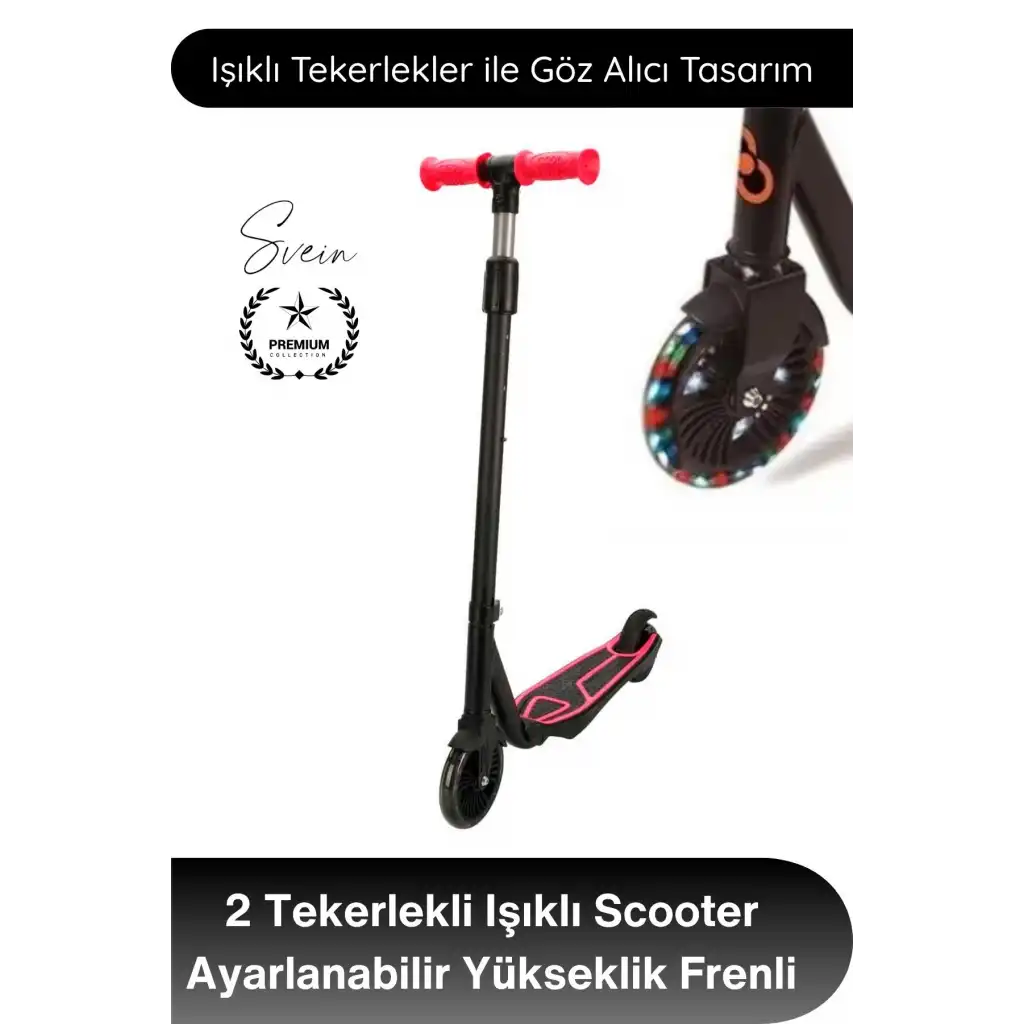#Scooter 2 Tekerlekli Işıklı Scooter Ayarlanabilir Yükseklik Frenli Kaydırmaz Tabanlı Çocuk Scooter Antibakteriyel Elcikli Dayanıklı Tekerlekli Unisex 50 Kg Taşıma Kapasiteli Mavi Pembe Yeşil