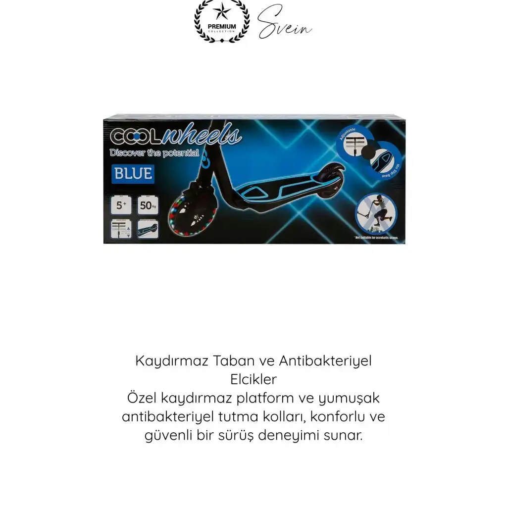 #Scooter 2 Tekerlekli Işıklı Scooter Ayarlanabilir Yükseklik Frenli Kaydırmaz Tabanlı Çocuk Scooter Antibakteriyel Elcikli Dayanıklı Tekerlekli Unisex 50 Kg Taşıma Kapasiteli Mavi Pembe Yeşil