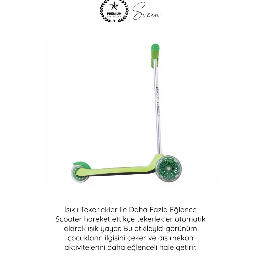 #Scooter 3 Tekerlekli Işıklı Dinozor Scooter Çocuk Frenli Kaydırmaz Tabanlı Denge Geliştirici Twist Direksiyonlu Unisex Oyuncak Yeşil Renkli 2 Yaş Üzeri 20 Kg Taşıma Kapasiteli Eğitici