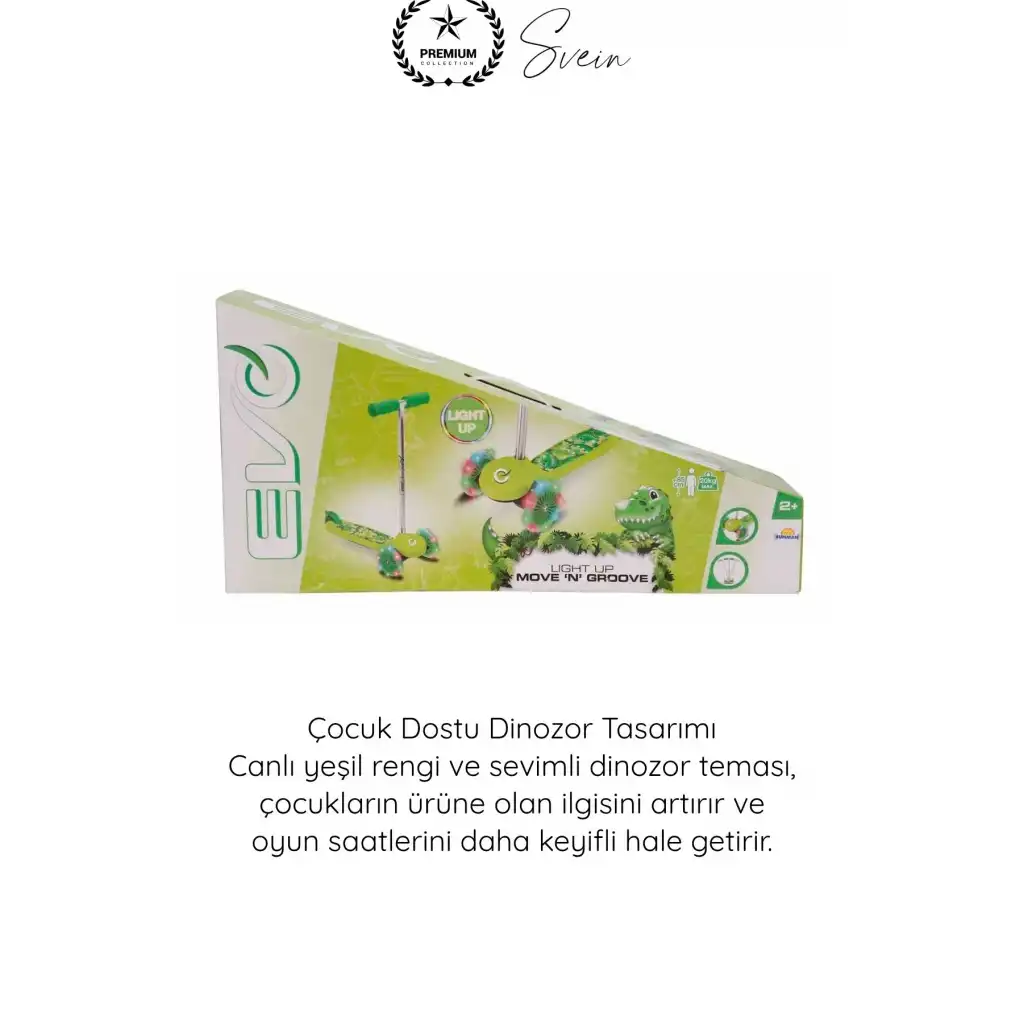 #Scooter 3 Tekerlekli Işıklı Dinozor Scooter Çocuk Frenli Kaydırmaz Tabanlı Denge Geliştirici Twist Direksiyonlu Unisex Oyuncak Yeşil Renkli 2 Yaş Üzeri 20 Kg Taşıma Kapasiteli Eğitici