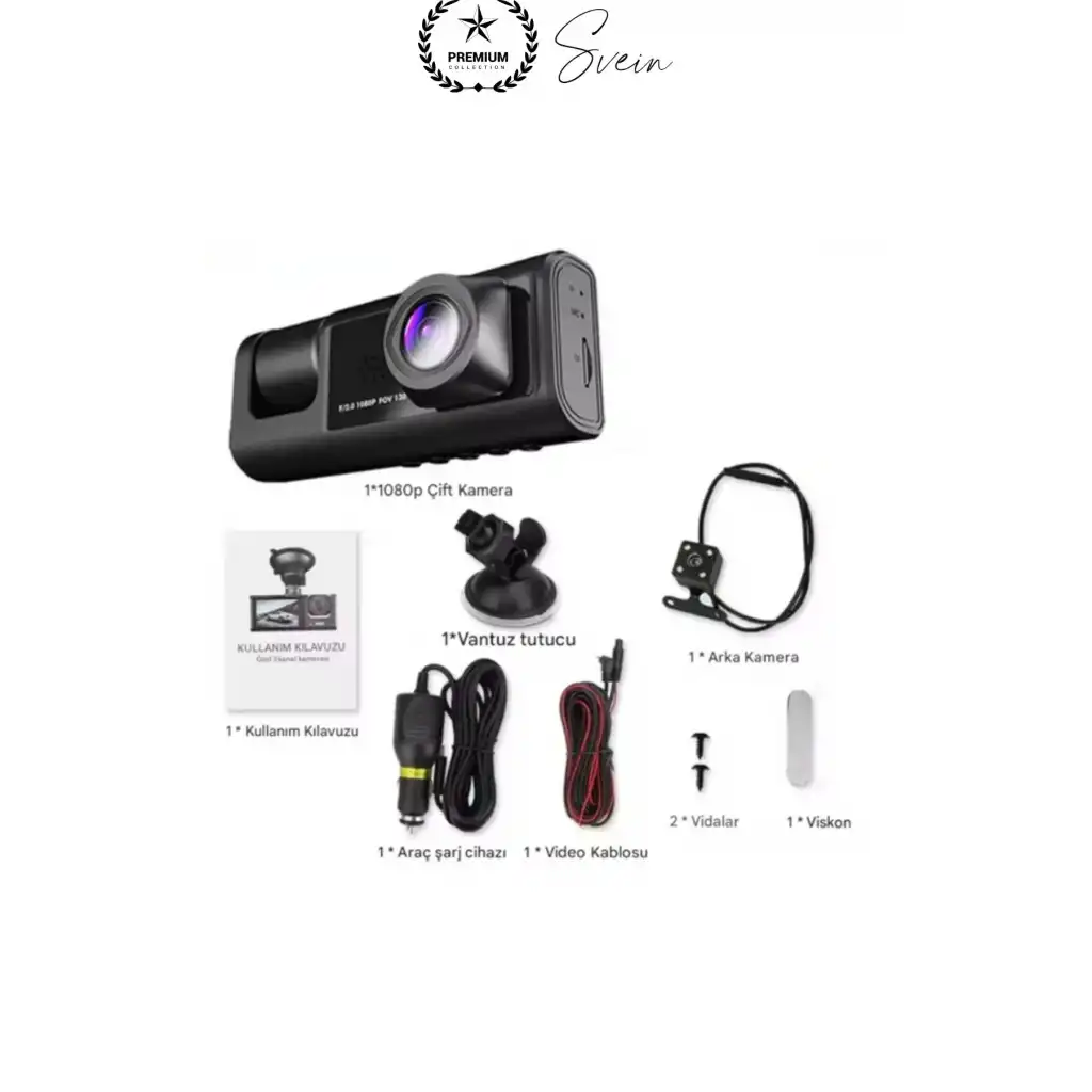 #Kamera Üç Kameralı Araç İçi Kayıt Sistemi Full HD 1080P Gece Görüşlü G Sensörlü Park Modlu Ön Arka İç Kamera IPS Ekran H.264 Döngüsel Kayıt Geri Görüş Destekli Oto Dash Cam Video Kaydedici