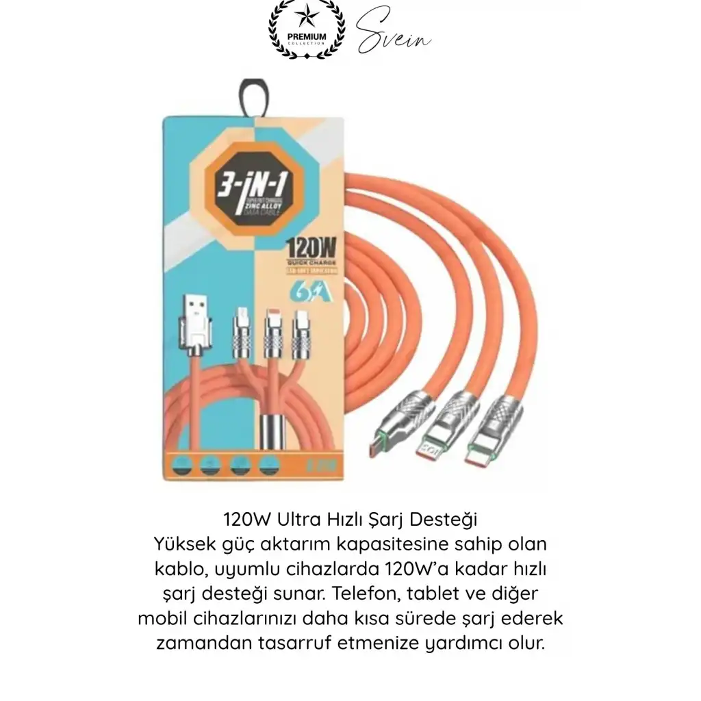 #ŞarjKablosu 3in1 Manyetik Hızlı Şarj Kablosu 120W Type C Lightning Micro USB Çinko Alaşımlı 1.2 Metre Dolaşmaz Data Veri Aktarım Destekli Dayanıklı Telefon Tablet Uyumlu USB Şarj Kablo
