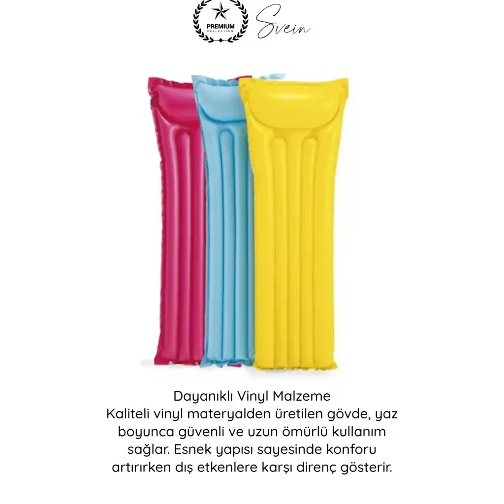 #DenizYatağı Renkli Deniz Yatağı 183x69 cm Şişme Havuz Yatağı Baş Destekli Ayrı Siboplu Vinyl Plaj Yatağı Dayanıklı Taşınabilir Konforlu Yüzme Tatil Deniz Havuz Kullanımı İçin Şezlong Minderi