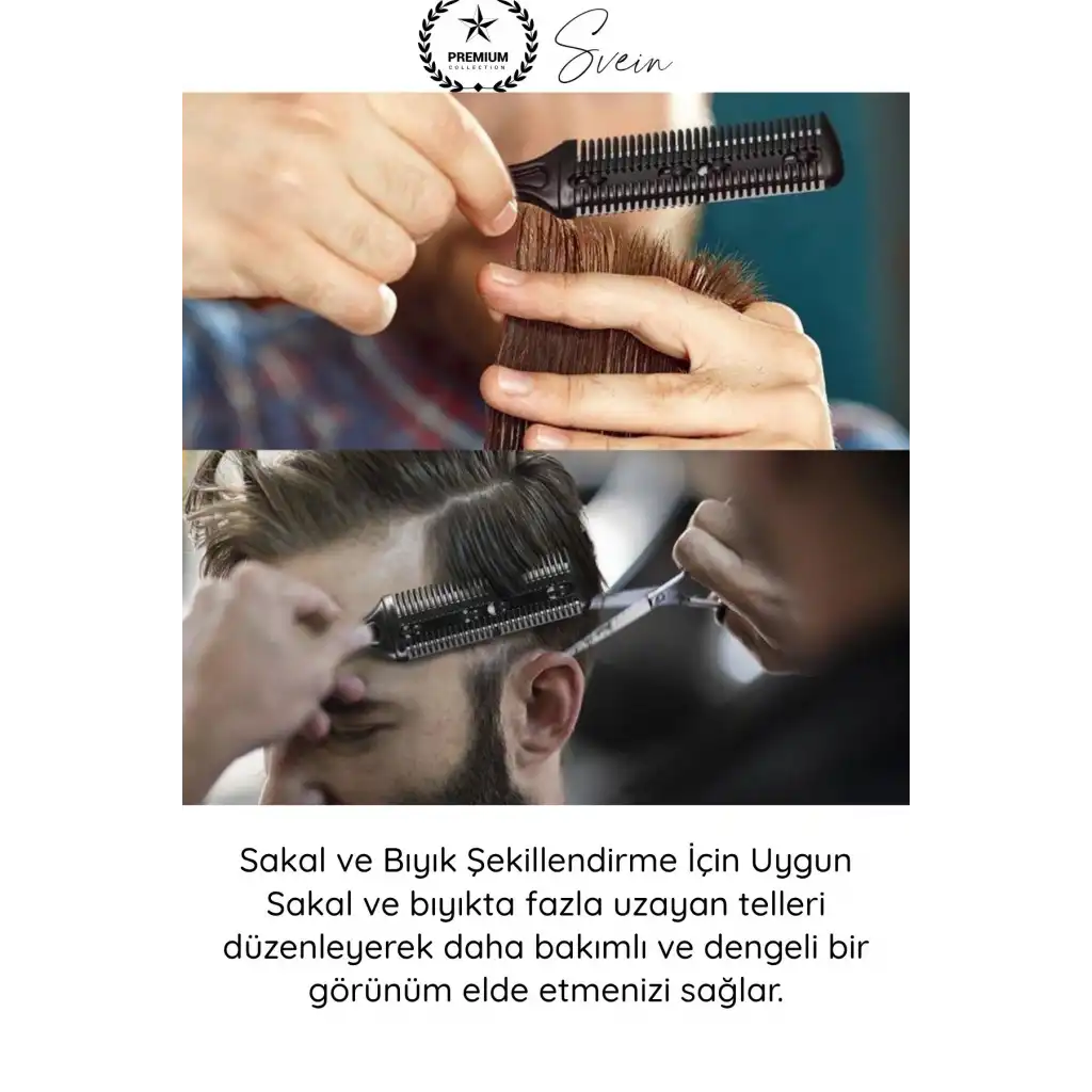 #Tarak 2 Jiletli Saç Sakal İnceltme Tarağı Profesyonel Berber Kuaför Kırık Uç Düzeltme Kat Verme Şekillendirme Seyreltme Kesim Aparatı Çift Taraflı Güvenlik Korumalı Paslanmaz Çelik 18 cm