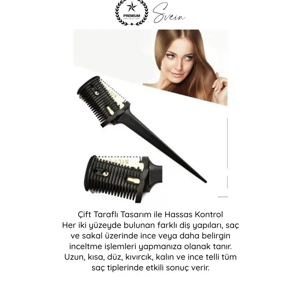 #Tarak Jiletli Saç Sakal İnceltme Tarağı Profesyonel Berber Kuaför Kırık Uç Düzeltme Kat Verme Şekillendirme Seyreltme Kesim Aparatı Çift Taraflı Güvenlik Korumalı Standart Jilet Uyumlu 17 cm