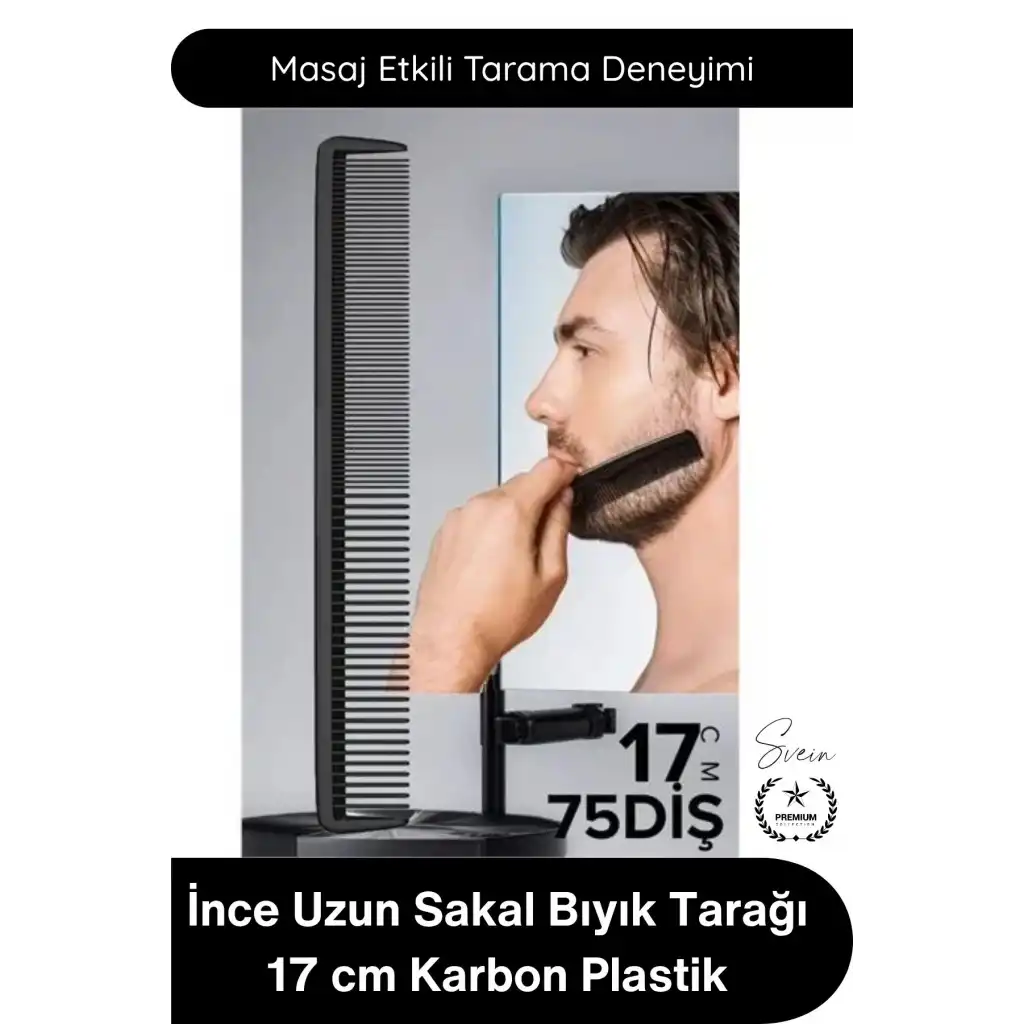 #Tarak İnce Uzun Sakal Bıyık Tarağı 17 cm Karbon Plastik Profesyonel Cep Tipi Masaj Etkili Antistatik Sakal Şekillendirme Günlük Kullanım Tüm Saç Tiplerine Uygun Hafif Taşınabilir