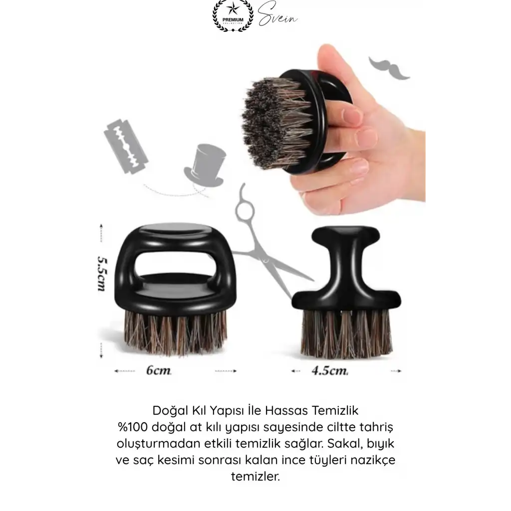 #Fırça Profesyonel berber sakal bakım fırça seti doğal at kılı karbon plastik ergonomik çiftli ense temizleme masaj şekillendirme kompakt dayanıklı kişisel hijyen grooming aksesuar çok fonksiyonlu