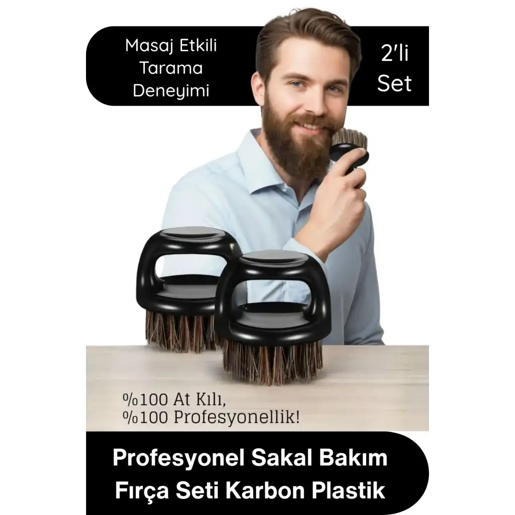 #Fırça Profesyonel berber sakal bakım fırça seti doğal at kılı karbon plastik ergonomik çiftli ense temizleme masaj şekillendirme kompakt dayanıklı kişisel hijyen grooming aksesuar çok fonksiyonlu