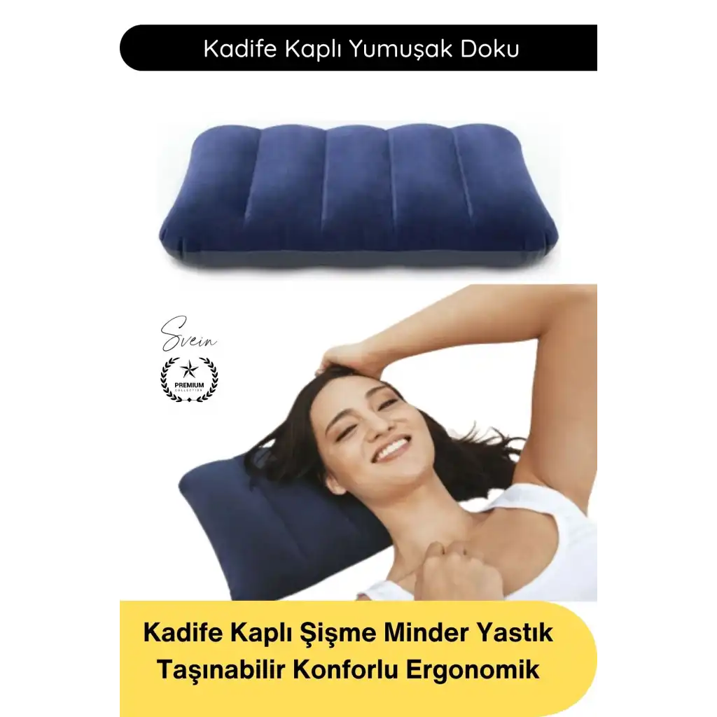 #Yastık Kadife Kaplı Şişme Minder Yastık Taşınabilir Konforlu Ergonomik Kamp Seyahat Oturma Destekli Havalı Yumuşak Dayanıklı Portatif Dinlenme Plaj Piknik Araba Ofis Boyun Bel Rahatlatıcı