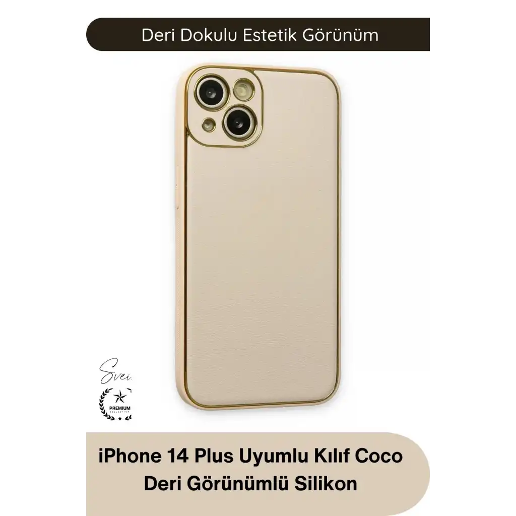 #Kılıf İphone 14 Plus Uyumlu Kılıf Coco Deri Görünümlü Silikon Kapak Darbe Emici Esnek Yumuşak Koruyucu Çizilme Önleyici Kamera Korumalı Şık İnce Kaymaz Premium Telefon Aksesuarı
