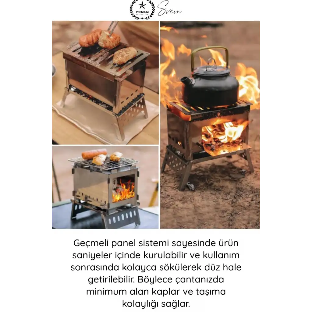 #KampOcağı Ateş Çukuru Paslanmaz Çelik Kamp Ocağı Katlanır Taşınabilir Outdoor Izgara Bushcraft Piknik Barbekü Sobası Demonte Kompakt Portatif Rüzgar Korumalı Odun Yakma Ünitesi Taşıma Çantalı