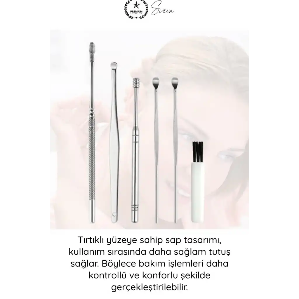 #KulakBakım Kulak Temizleyici Seti 6 Parça Paslanmaz Çelik Kulak Bakım Aparatı Metal Kir Temizleme Kiti Ergonomik Kaymaz Saplı Hijyenik Sterilize Edilebilir Taşıma Kutulu Profesyonel Kulak Kaşığı