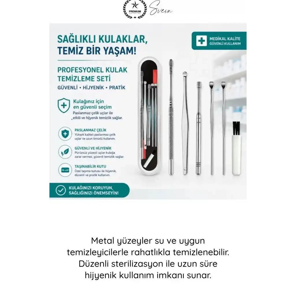 #KulakBakım Kulak Temizleyici Seti 6 Parça Paslanmaz Çelik Kulak Bakım Aparatı Metal Kir Temizleme Kiti Ergonomik Kaymaz Saplı Hijyenik Sterilize Edilebilir Taşıma Kutulu Profesyonel Kulak Kaşığı