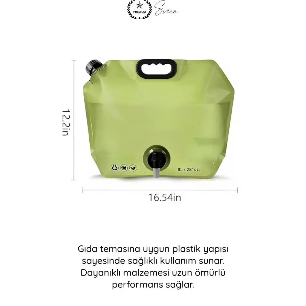 #SuKabı Katlanabilir Su Kabı 8 Litre Musluklu Akordiyon Su Deposu Kamp Karavan Piknik Portatif BPA İçermeyen Taşınabilir Sızdırmaz Hijyenik Plastik Su Bidonu Outdoor Kullanım