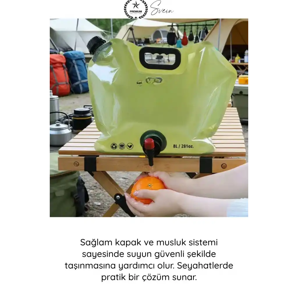 #SuKabı Katlanabilir Su Kabı 8 Litre Musluklu Akordiyon Su Deposu Kamp Karavan Piknik Portatif BPA İçermeyen Taşınabilir Sızdırmaz Hijyenik Plastik Su Bidonu Outdoor Kullanım