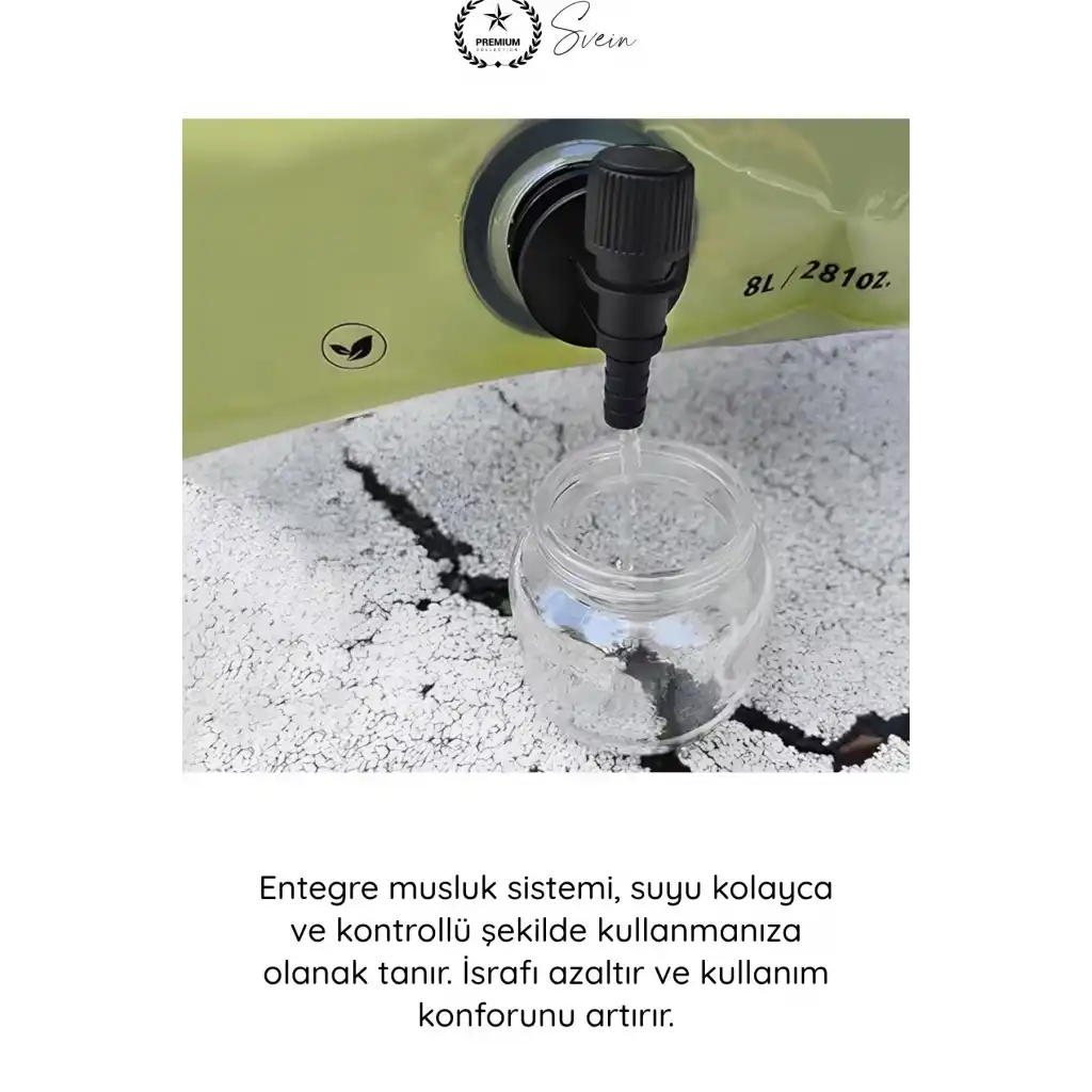 #SuKabı Katlanabilir Su Kabı 8 Litre Musluklu Akordiyon Su Deposu Kamp Karavan Piknik Portatif BPA İçermeyen Taşınabilir Sızdırmaz Hijyenik Plastik Su Bidonu Outdoor Kullanım