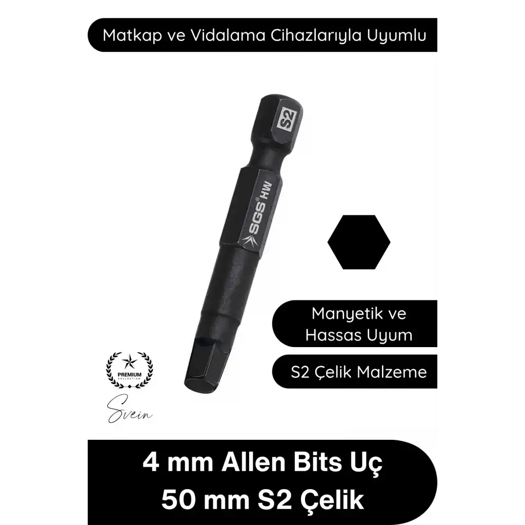 #Allen 4 mm Allen Bits Uç 5 cm S2 Çelik Profesyonel Alyan Tornavida Ucu Manyetik Altıgen Vida Sökme Takma Matkap Şarjlı Vidalama Uyumlu Black Pro Series Dayanıklı Hassas Uzun Ömürlü El Aleti Aparatı