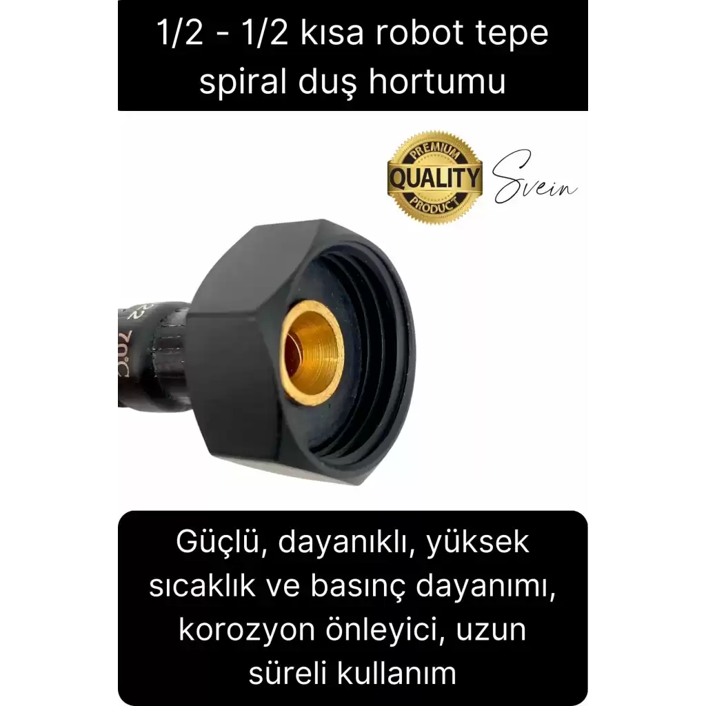 80 cm Siyah Kısa Tepe Ara Duş Hortumu Spiral Robot Bağlantı Örgü Dayanıklı Kopmaz Patlamaz Sızdırmaz