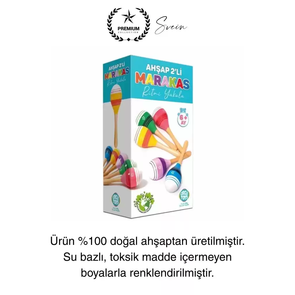 Ahşap 2li Marakas Seti Ritmi Yakala Müzik Aleti Çocuk Bebek Sesli Çın Çın Davul Çıngırak Vurmalı