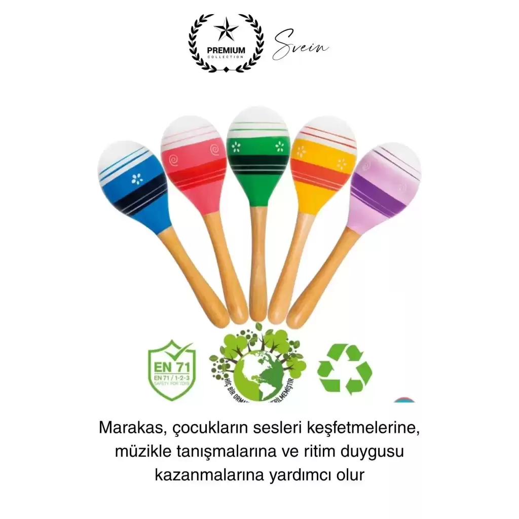 Ahşap 2li Marakas Seti Ritmi Yakala Müzik Aleti Çocuk Bebek Sesli Çın Çın Davul Çıngırak Vurmalı