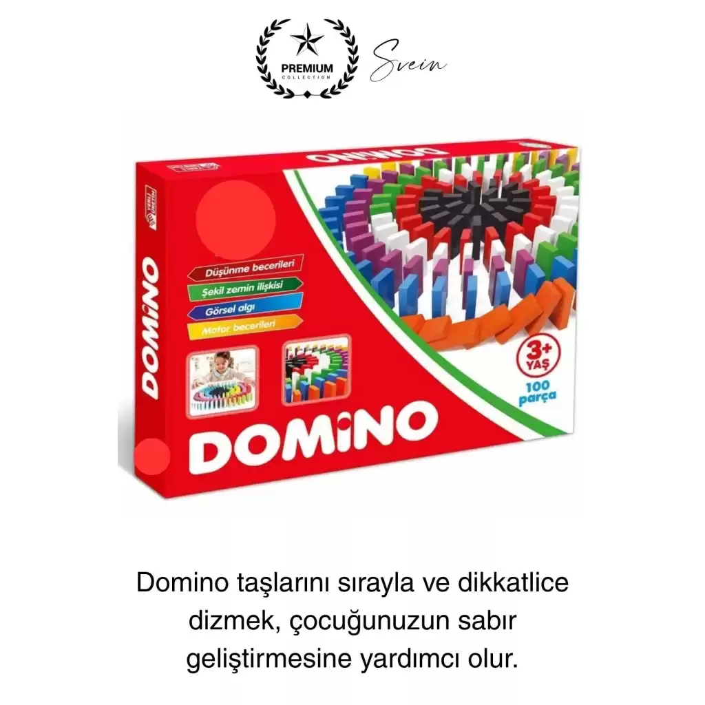 Ahşap Domino Taşları 100 Parça Renkli Motor Beceri Anasınıfı Okul Öncesi Eğitim Eğlenceli Oyun Seti