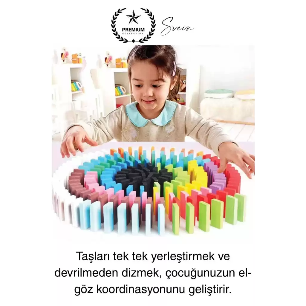 Ahşap Domino Taşları 100 Parça Renkli Motor Beceri Anasınıfı Okul Öncesi Eğitim Eğlenceli Oyun Seti