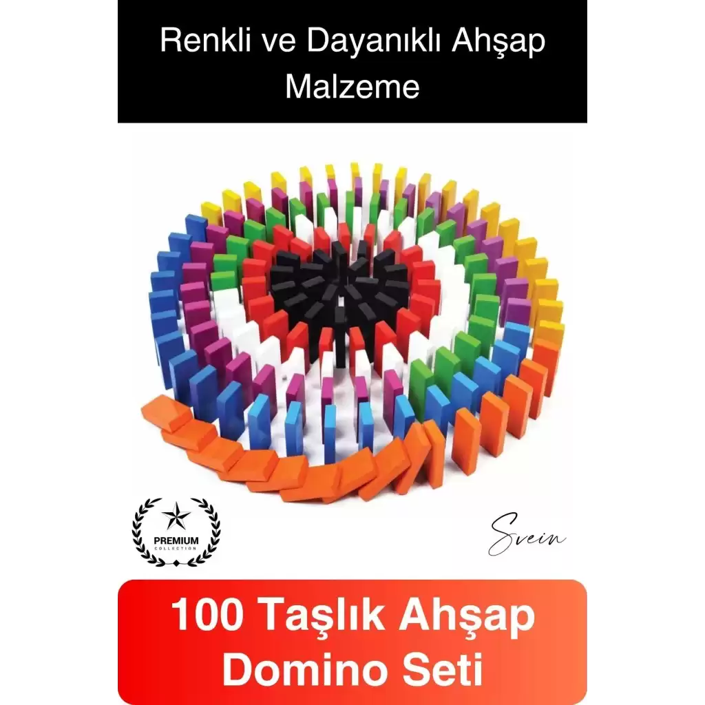 Ahşap Domino Taşları 100 Parça Renkli Motor Beceri Anasınıfı Okul Öncesi Eğitim Eğlenceli Oyun Seti