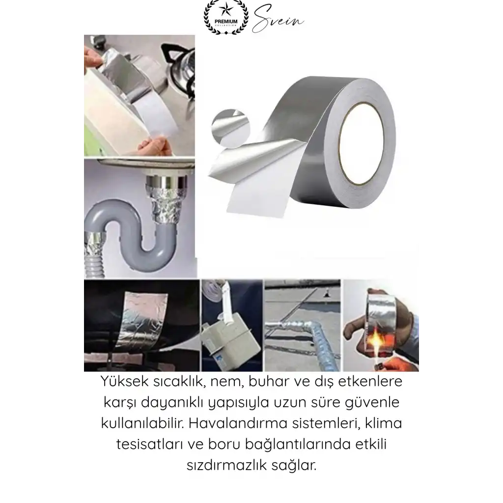 #AlüminyumBant Alüminyum Bant Akrilik Folyo Isı Dayanıklı Havalandırma Kanalı Boru Sızdırmazlık Tamir Bandı Metalik 30 Mikron 48mm 10 Metre Nem Buhar Alev Dirençli İzolasyon Onarım Yalıtım