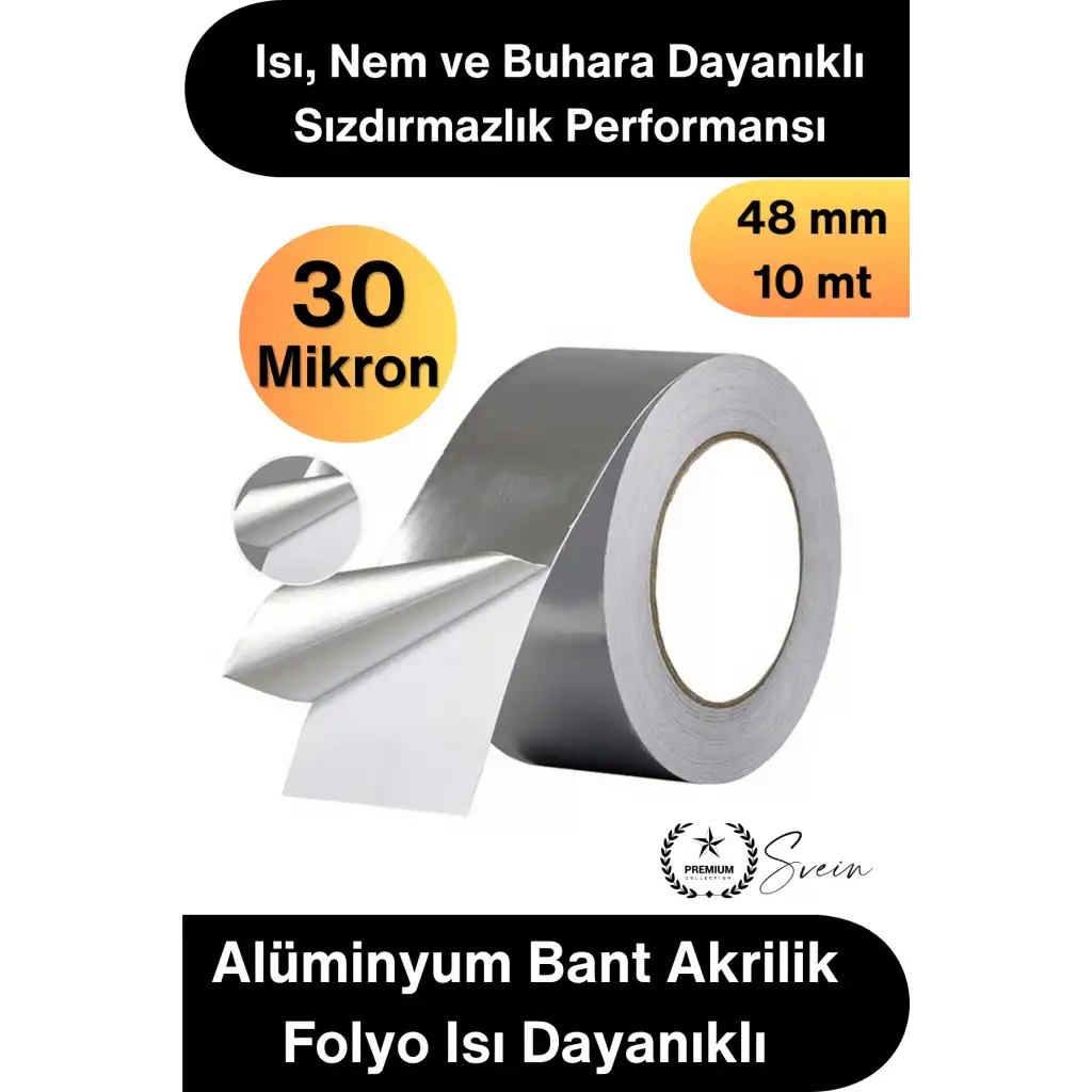 #AlüminyumBant Alüminyum Bant Akrilik Folyo Isı Dayanıklı Havalandırma Kanalı Boru Sızdırmazlık Tamir Bandı Metalik 30 Mikron 48mm 10 Metre Nem Buhar Alev Dirençli İzolasyon Onarım Yalıtım