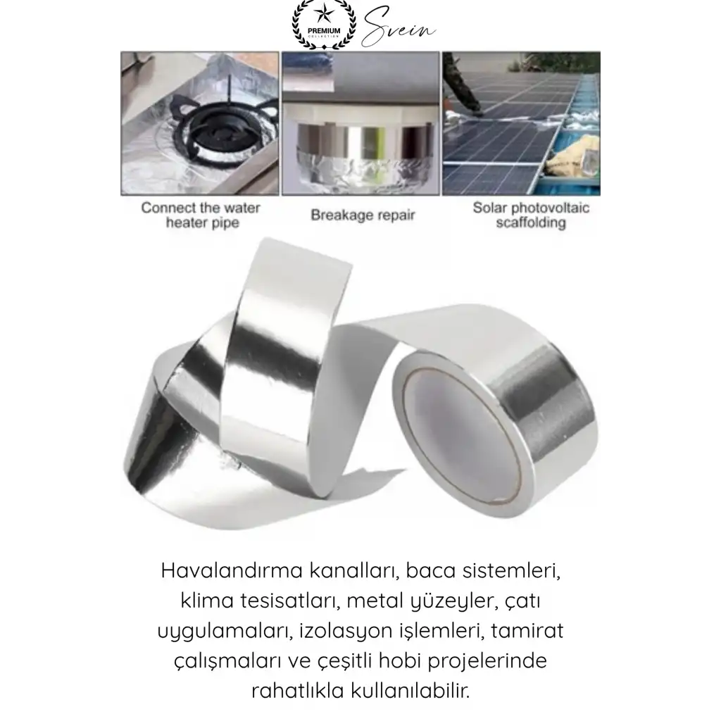 #AlüminyumBant Alüminyum Bant Akrilik Folyo Isı Dayanıklı Havalandırma Kanalı Boru Sızdırmazlık Tamir Bandı Metalik 30 Mikron 48mm 10 Metre Nem Buhar Alev Dirençli İzolasyon Onarım Yalıtım