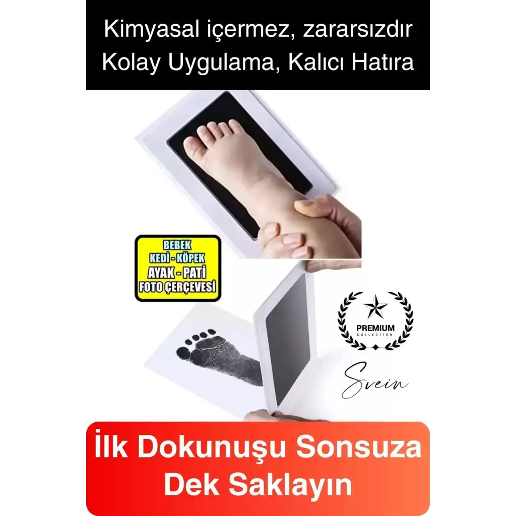Bebek El Ayak İzi Fotoğraf Çerçeve Seti Resim Mürekkepsiz Baskı Kiti Anı Yeni Doğan Hediye Hatıra