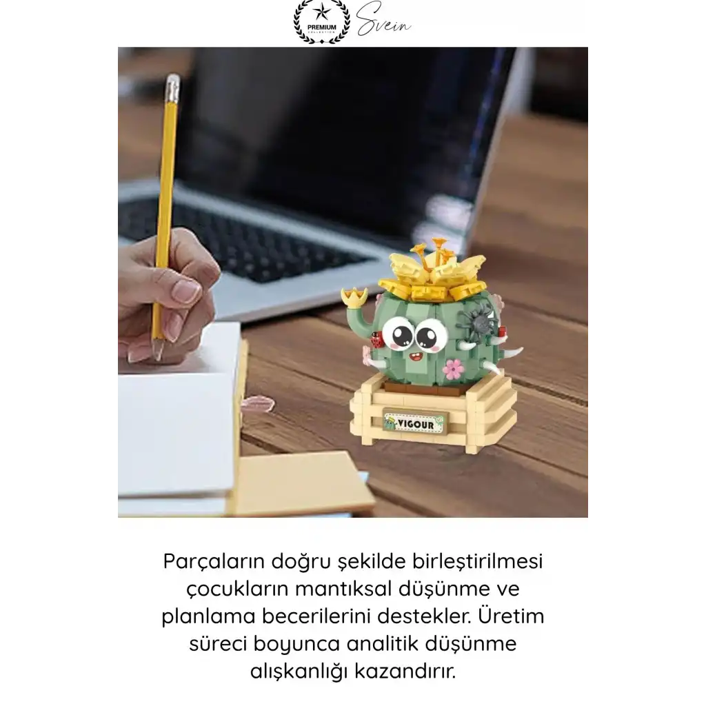 #BlokPuzzle Kaktüs Blok Oyuncak 450 Parça Yapı İnşa Seti Eğitici Zeka Geliştirici Montaj Puzzle STEM Tasarım Motor Beceri Dikkat Konsantrasyon Çocuk Hobi Aktivite Oyunu Renkli Maket
