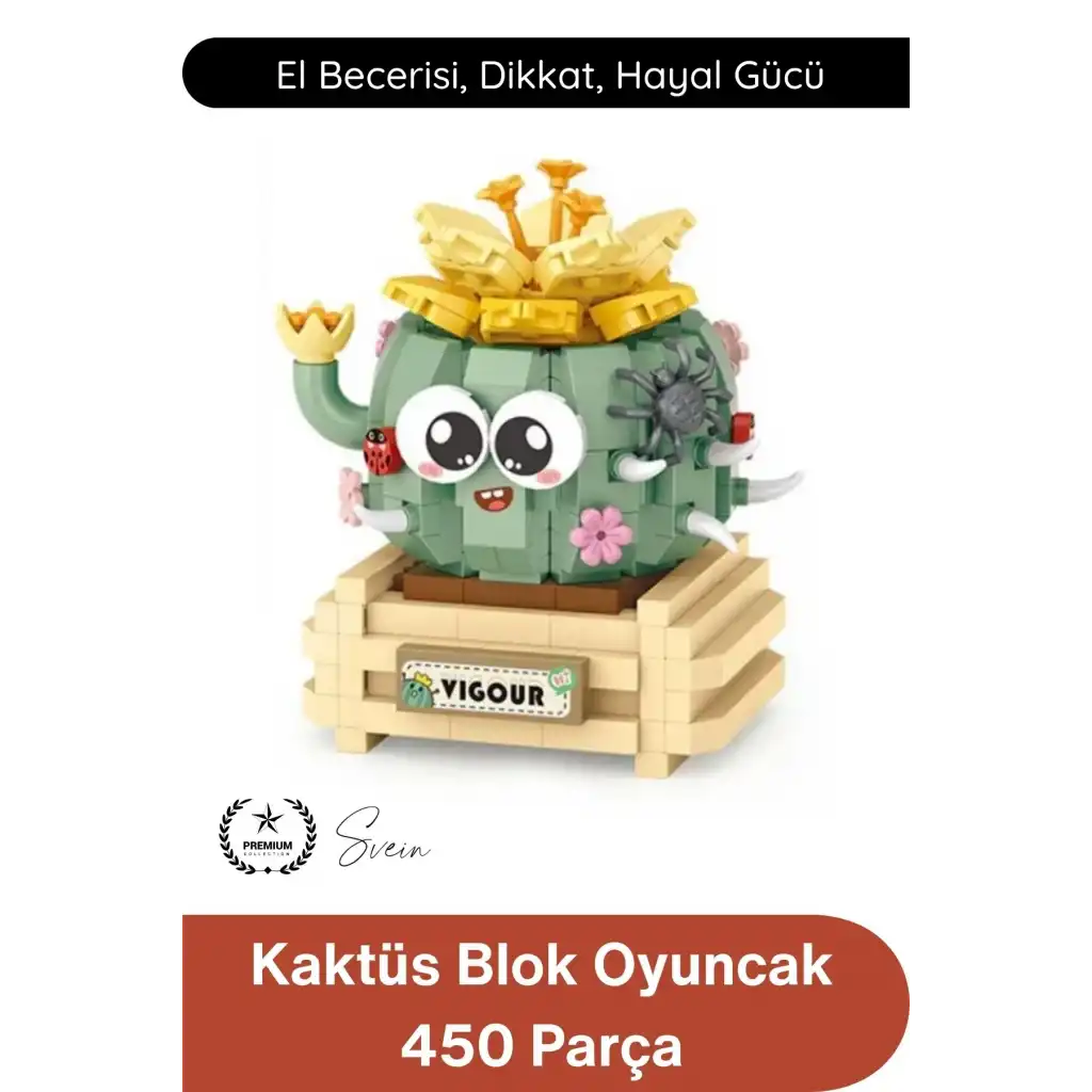 #BlokPuzzle Kaktüs Blok Oyuncak 450 Parça Yapı İnşa Seti Eğitici Zeka Geliştirici Montaj Puzzle STEM Tasarım Motor Beceri Dikkat Konsantrasyon Çocuk Hobi Aktivite Oyunu Renkli Maket