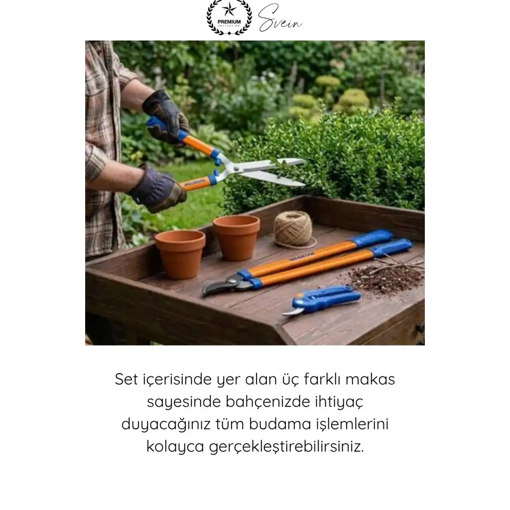 #Budama 3 Parça Bahçe Makas Seti Profesyonel Budama Makası Dal Kesme Çit Düzeltme Meyve Ağacı Çalı Çiçek Peyzaj Yüksek Karbon Çelik Ergonomik Sap Bahçıvan El Aleti Takımı