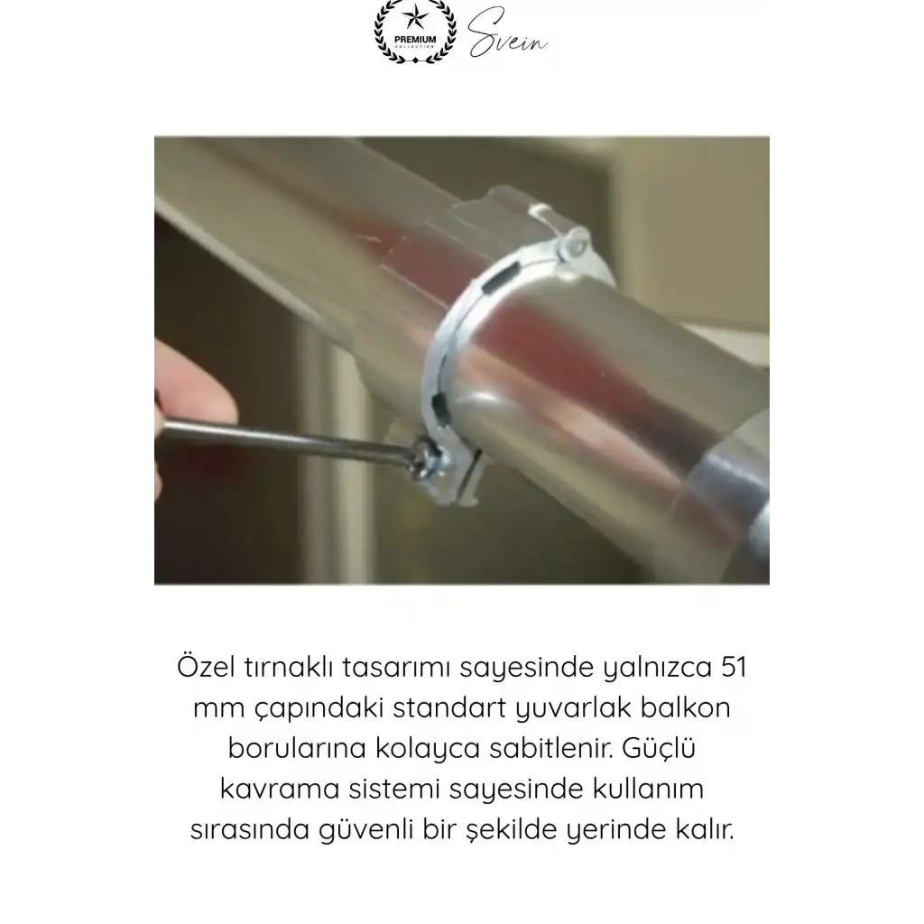 #ÇamaşırAskı Alüminyum Balkon Çamaşır Askılığı Takılabilir Küpeşte Kurutmalık Yuvarlak Boru Uyumlu Paslanmaz Metalik Hafif Dayanıklı 15 Kg Kapasiteli Pratik Montajlı İpli Ev Dış Mekan Askısı