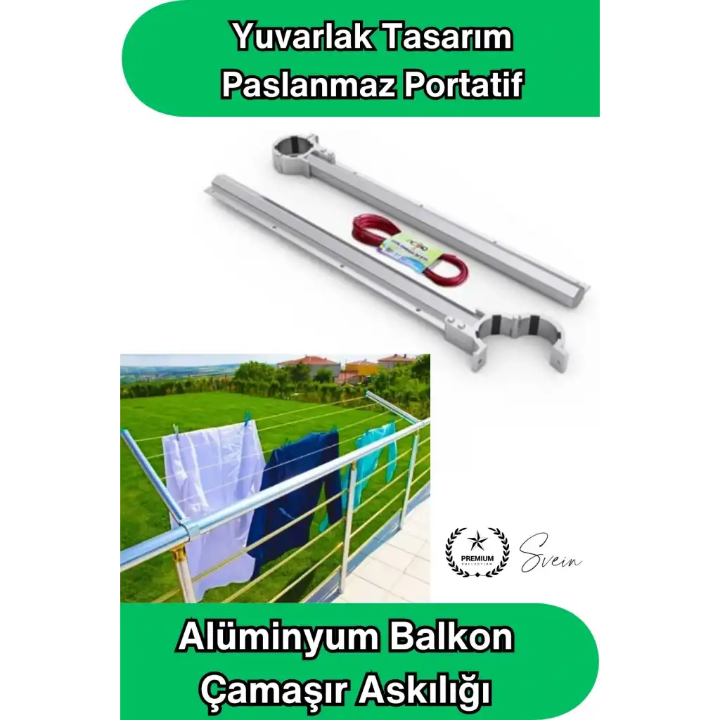 #ÇamaşırAskı Alüminyum Balkon Çamaşır Askılığı Takılabilir Küpeşte Kurutmalık Yuvarlak Boru Uyumlu Paslanmaz Metalik Hafif Dayanıklı 15 Kg Kapasiteli Pratik Montajlı İpli Ev Dış Mekan Askısı