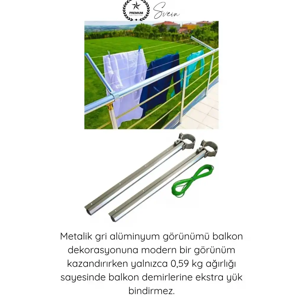 #ÇamaşırAskı Alüminyum Balkon Çamaşır Askılığı Takılabilir Küpeşte Kurutmalık Yuvarlak Boru Uyumlu Paslanmaz Metalik Hafif Dayanıklı 15 Kg Kapasiteli Pratik Montajlı İpli Ev Dış Mekan Askısı