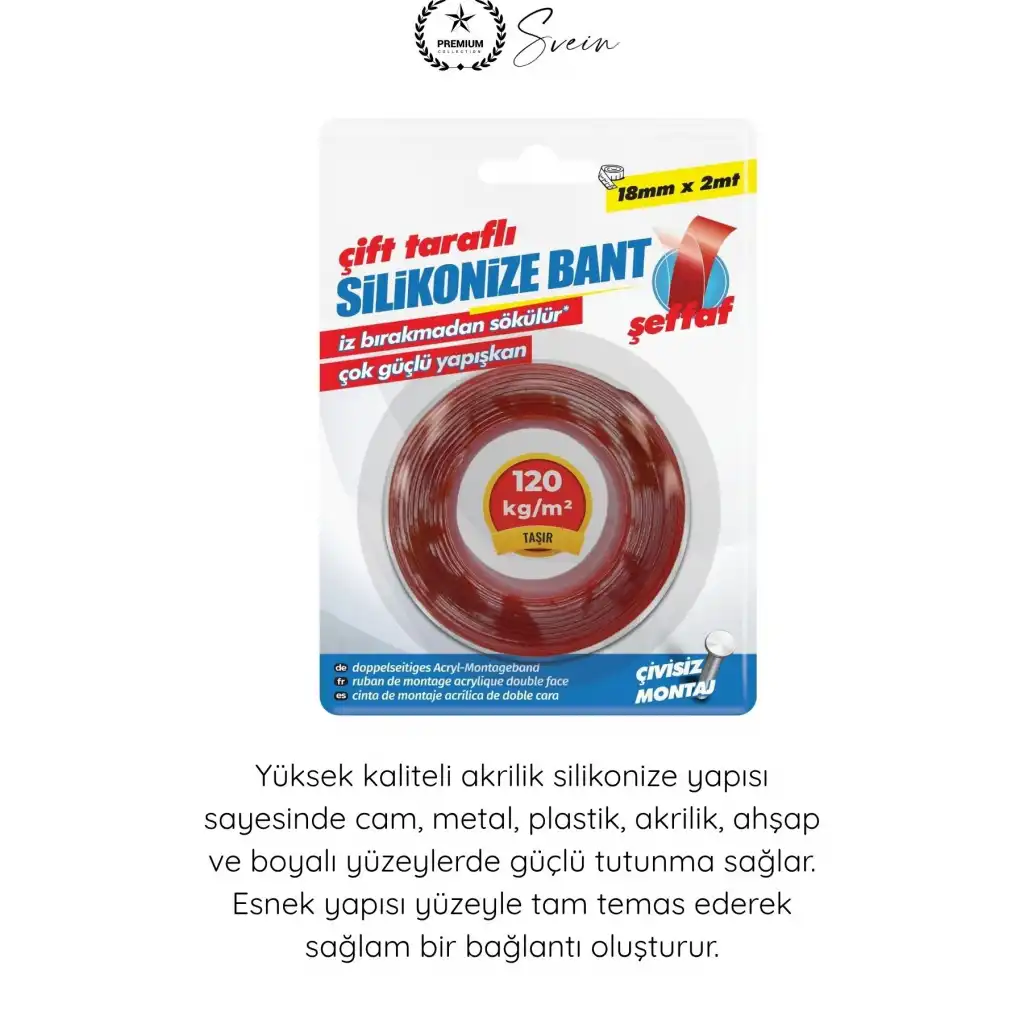 #ÇiftTaraflıBant Şeffaf Çift Taraflı Akrilik Montaj Bandı 18mm x 2 Metre Güçlü Yapışkan İz Bırakmayan Silikonize Nano Sabitleme Bandı Cam Duvar Ayna Otomotiv Çıta Logo Askılık Pano Ev Ofis Kullanımı