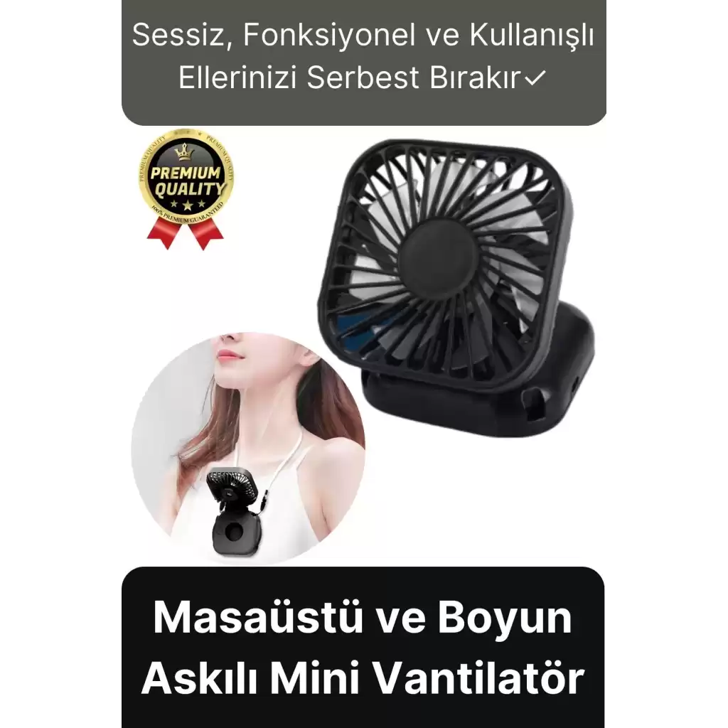 Çok Fonksiyonlu Taşınabilir Sessiz Serinletici Şarjlı Fan Masaüstü Ve Boyun Askılı Mini Vantilatör