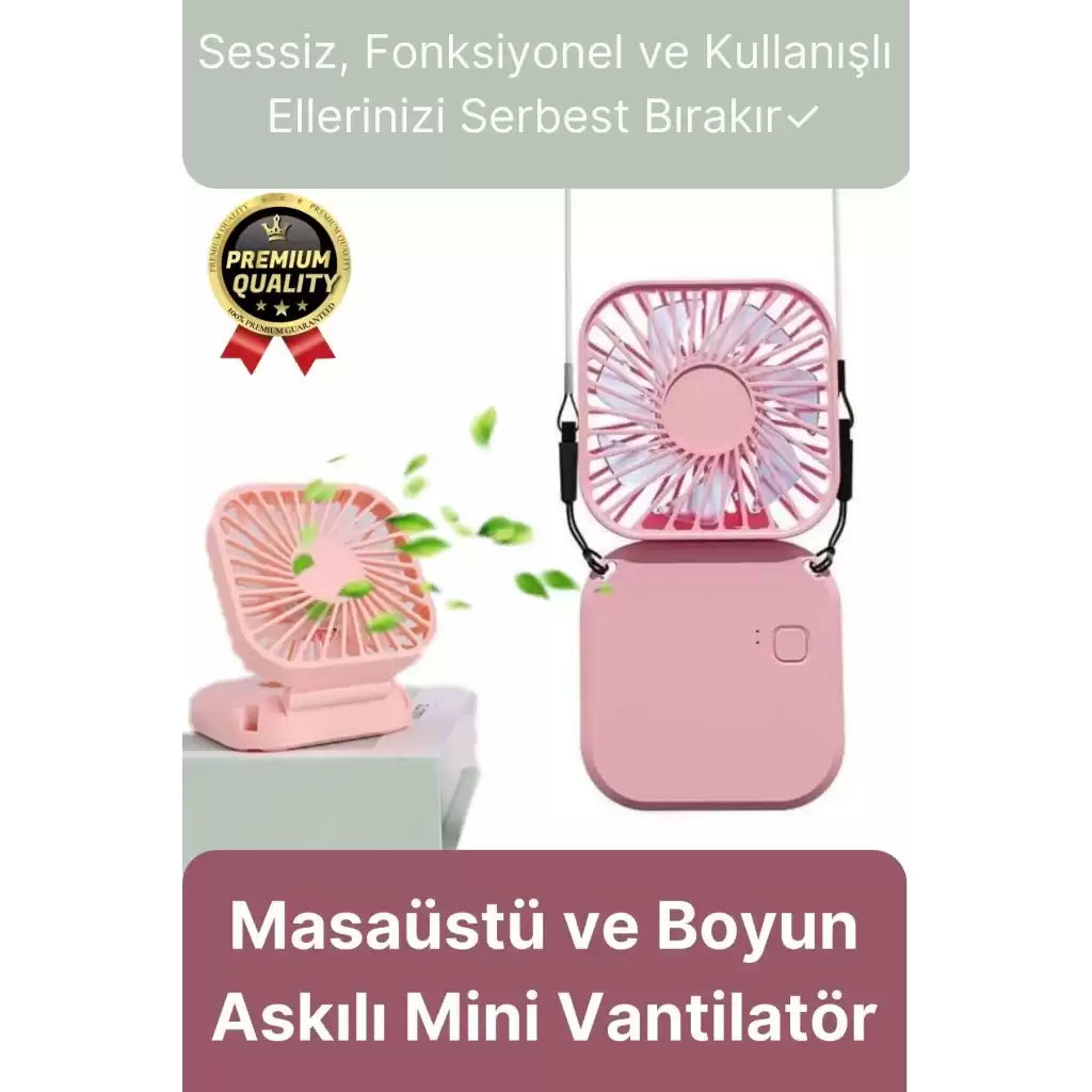 Çok Fonksiyonlu Taşınabilir Sessiz Serinletici Şarjlı Fan Masaüstü Ve Boyun Askılı Mini Vantilatör