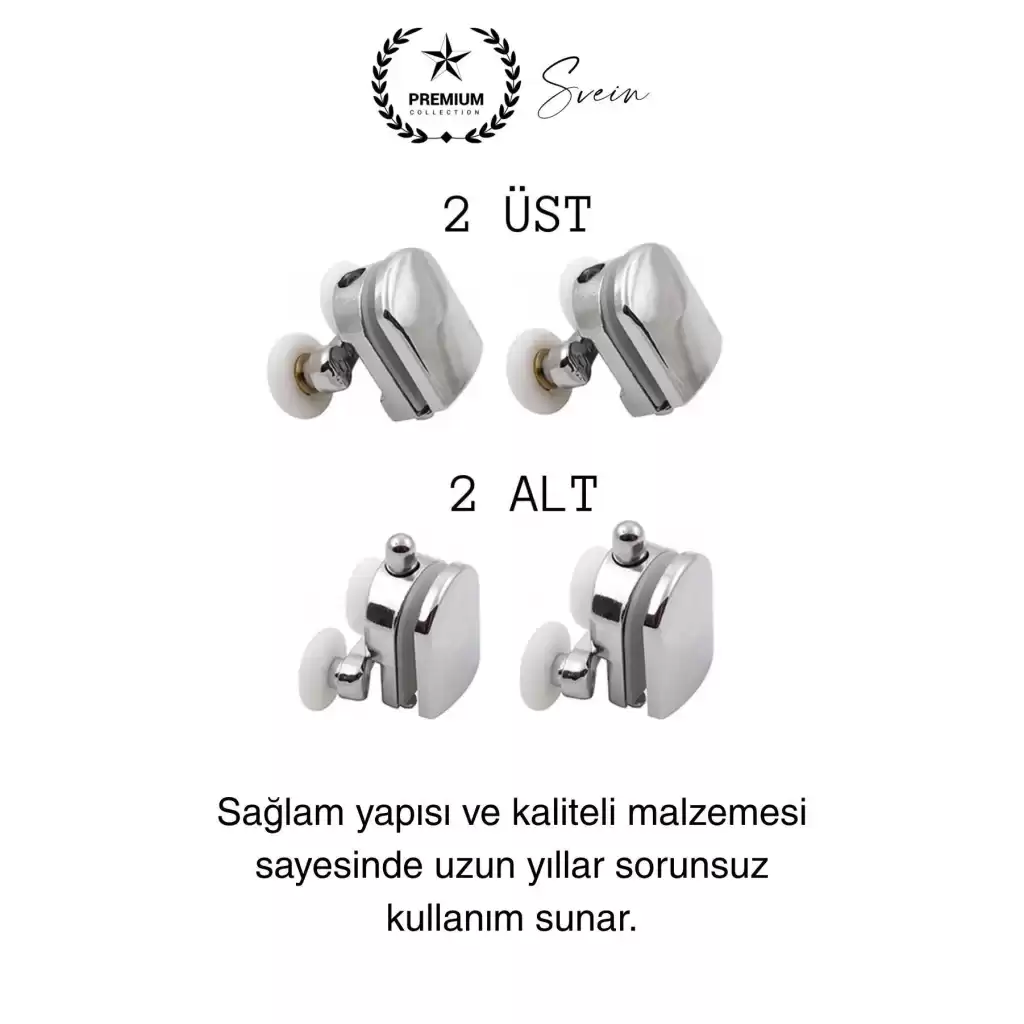 Dayanıklı Duşakabin Tekerleği Alt Üst Sürgülü Cam Kabin Krom Görünümlü Plastik Gövdeli 4lü Set