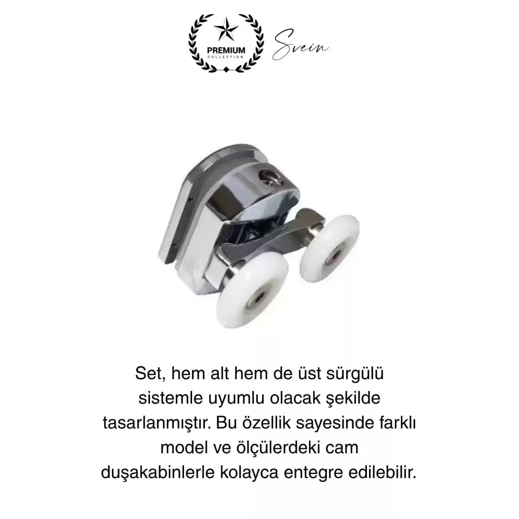 Dayanıklı Duşakabin Tekerleği Alt Üst Sürgülü Cam Kabin Krom Görünümlü Plastik Gövdeli 4lü Set