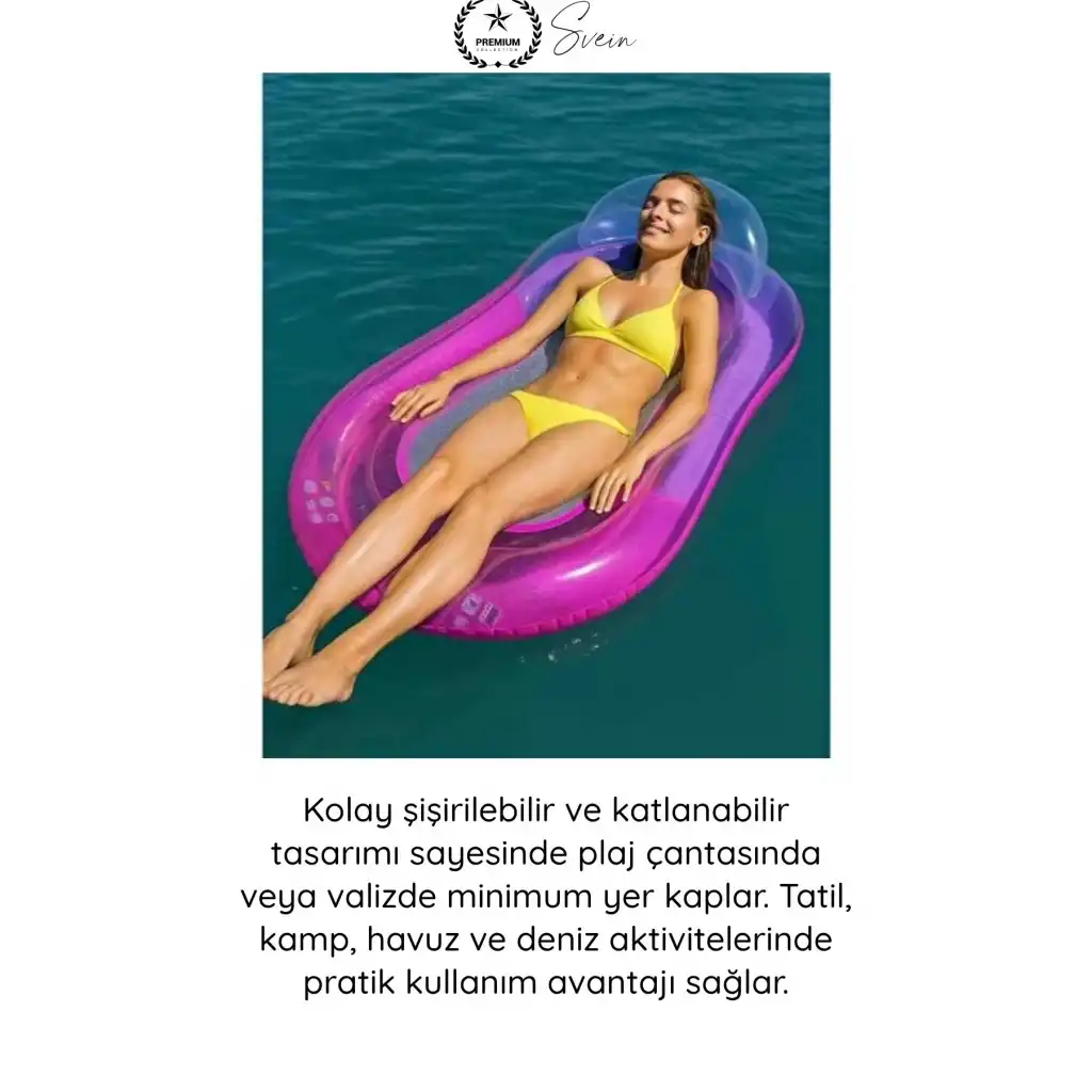 #DenizYatağı Fileli Deniz Yatağı Havuz Şezlongu Şişme Yüzer Minder UV Korumalı Vinil Plaj Tatil Su Keyfi Taşınabilir Dayanıklı Konforlu Relax Yatak 160x84 Cm Yüzme Platformu