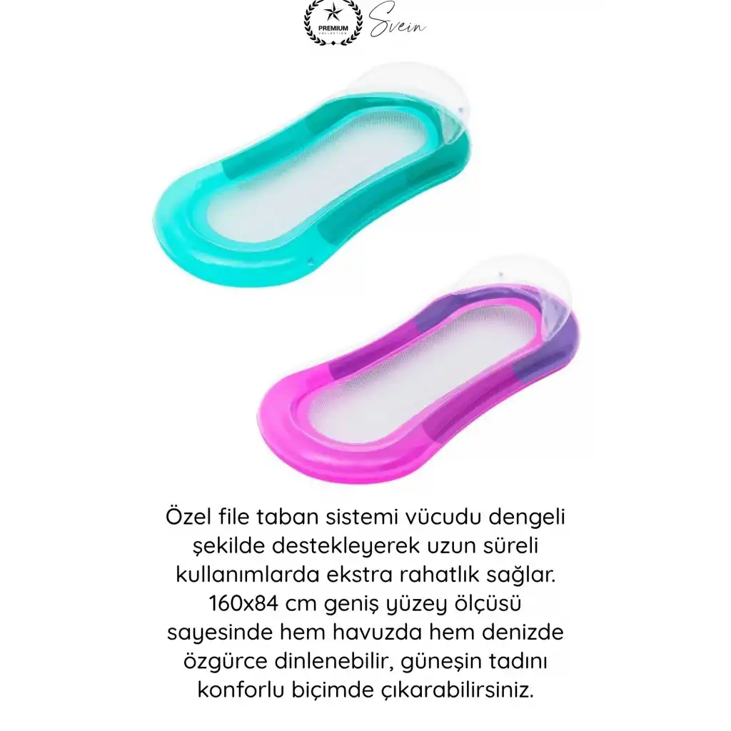 #DenizYatağı Fileli Deniz Yatağı Havuz Şezlongu Şişme Yüzer Minder UV Korumalı Vinil Plaj Tatil Su Keyfi Taşınabilir Dayanıklı Konforlu Relax Yatak 160x84 Cm Yüzme Platformu